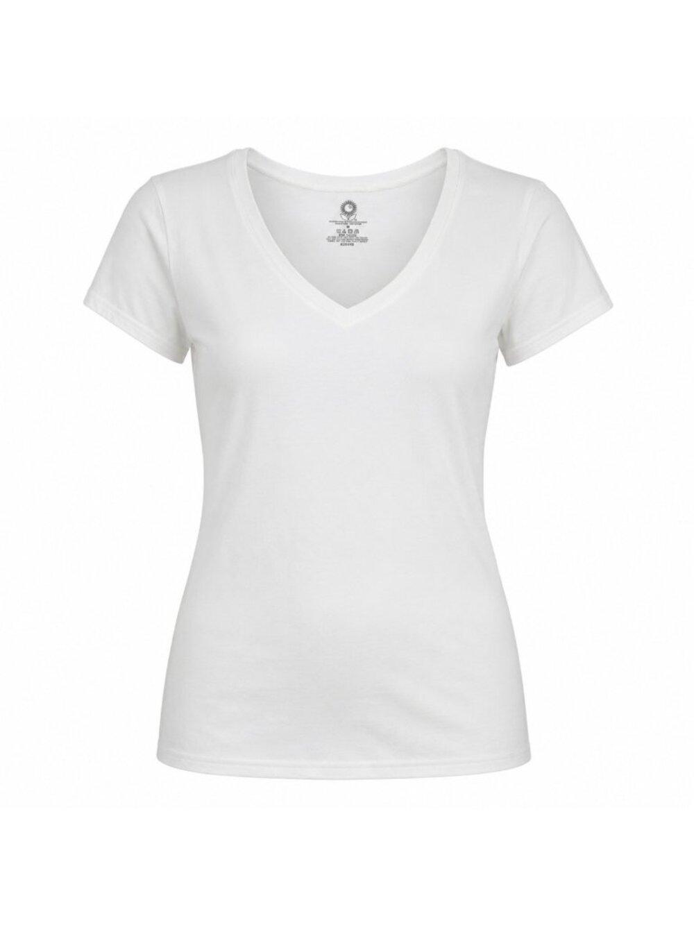 Precision Made Women’s M White V-Neck T-Shirt Short Sleeve 100% Cotton Basic Tee